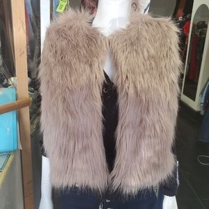 Tan taupe furry vest large